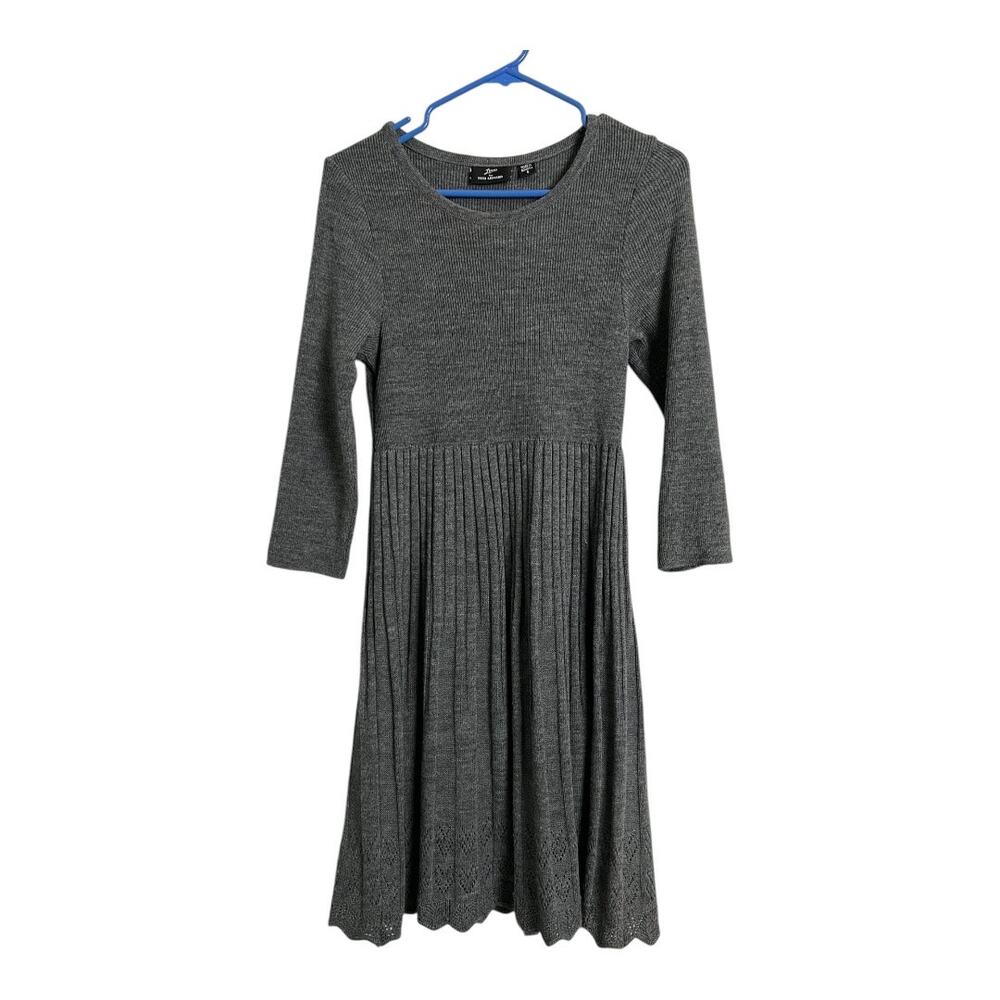 Lennie for Nina Leonard Sweater Dress Gray Knit Casual Preppy twee S Small